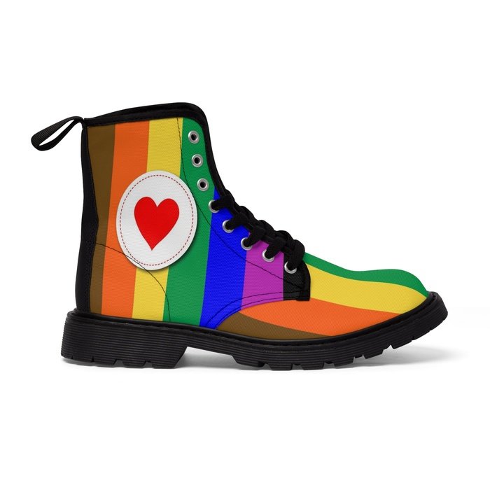 Rainbow progress pride womens canvas boots