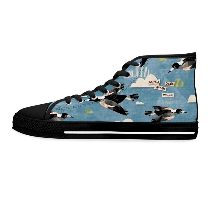 Magpie Talk blue high top womens canvas sneakers