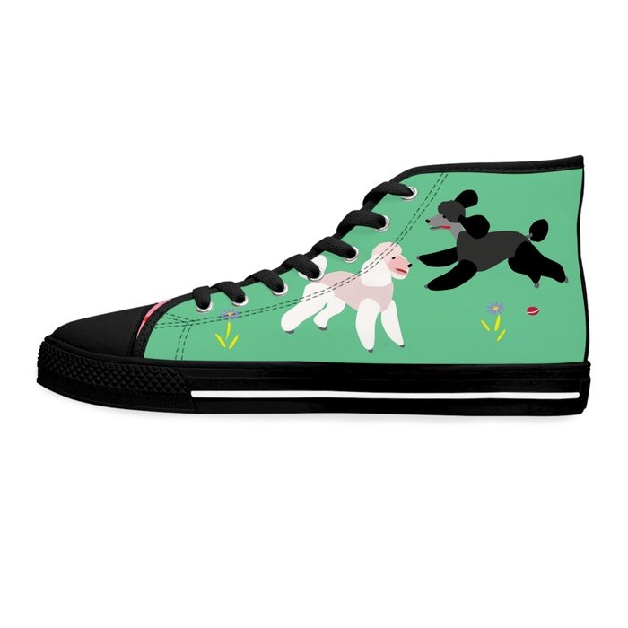 Poodles in the park high top womens canvas sneakers