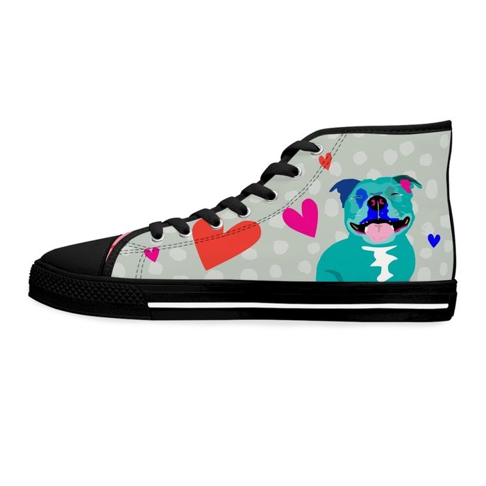 Happy Staffy high top womens canvas sneakers