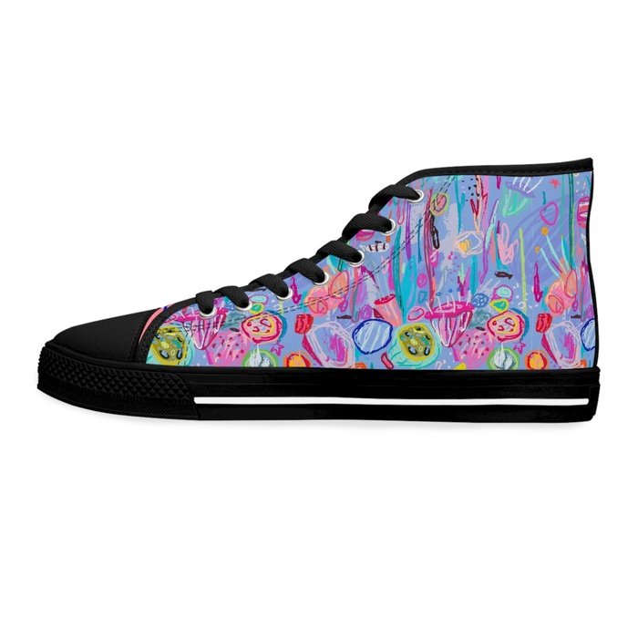 Tropical Fish high top womens canvas sneakers