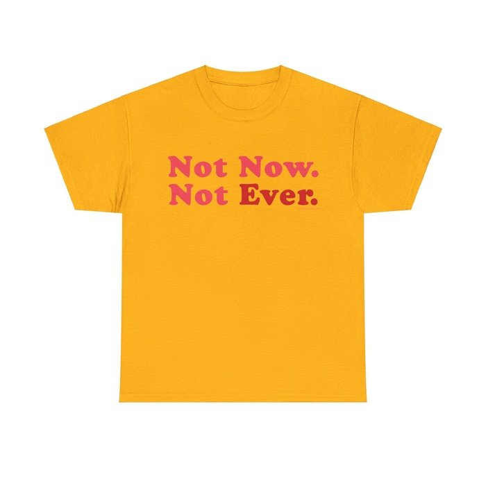 Not Now Not Ever typography classic cotton t shirt