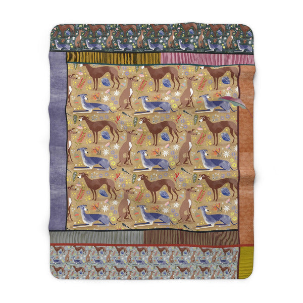 Australiana Greyhounds sherpa blanket