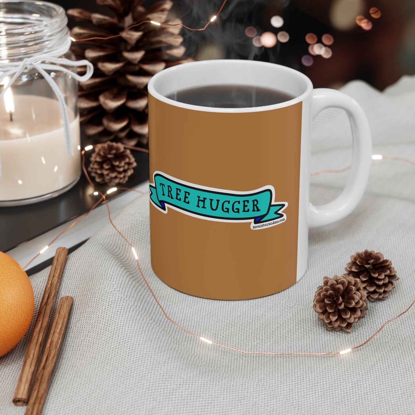 Tree Hugger greenie mug