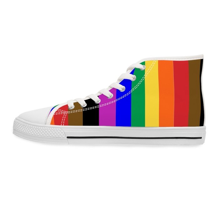 Rainbow Pride high top womens canvas sneakers