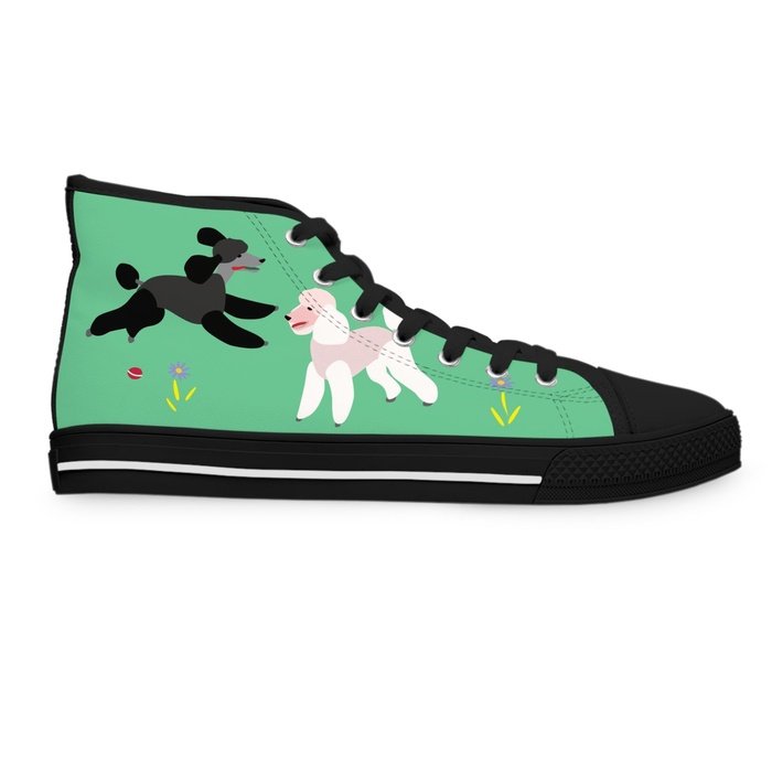 Poodles in the park high top womens canvas sneakers