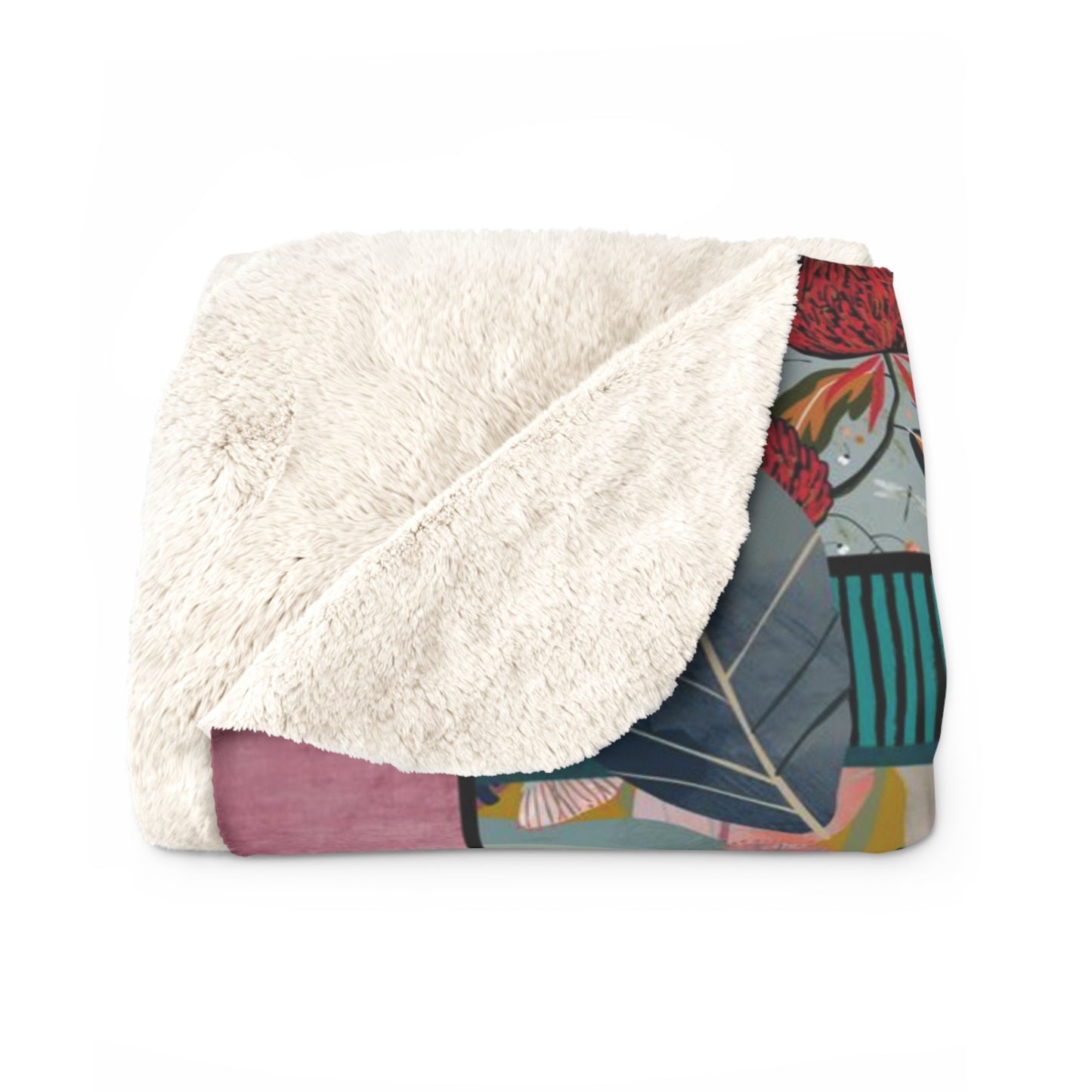 Palm frond Monkeys sherpa blanket