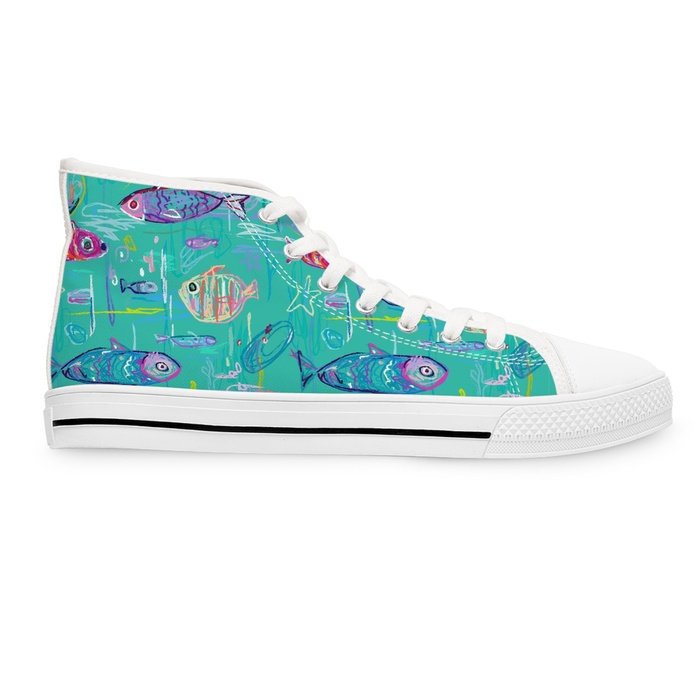 Tropical Fish high top womens canvas sneakers