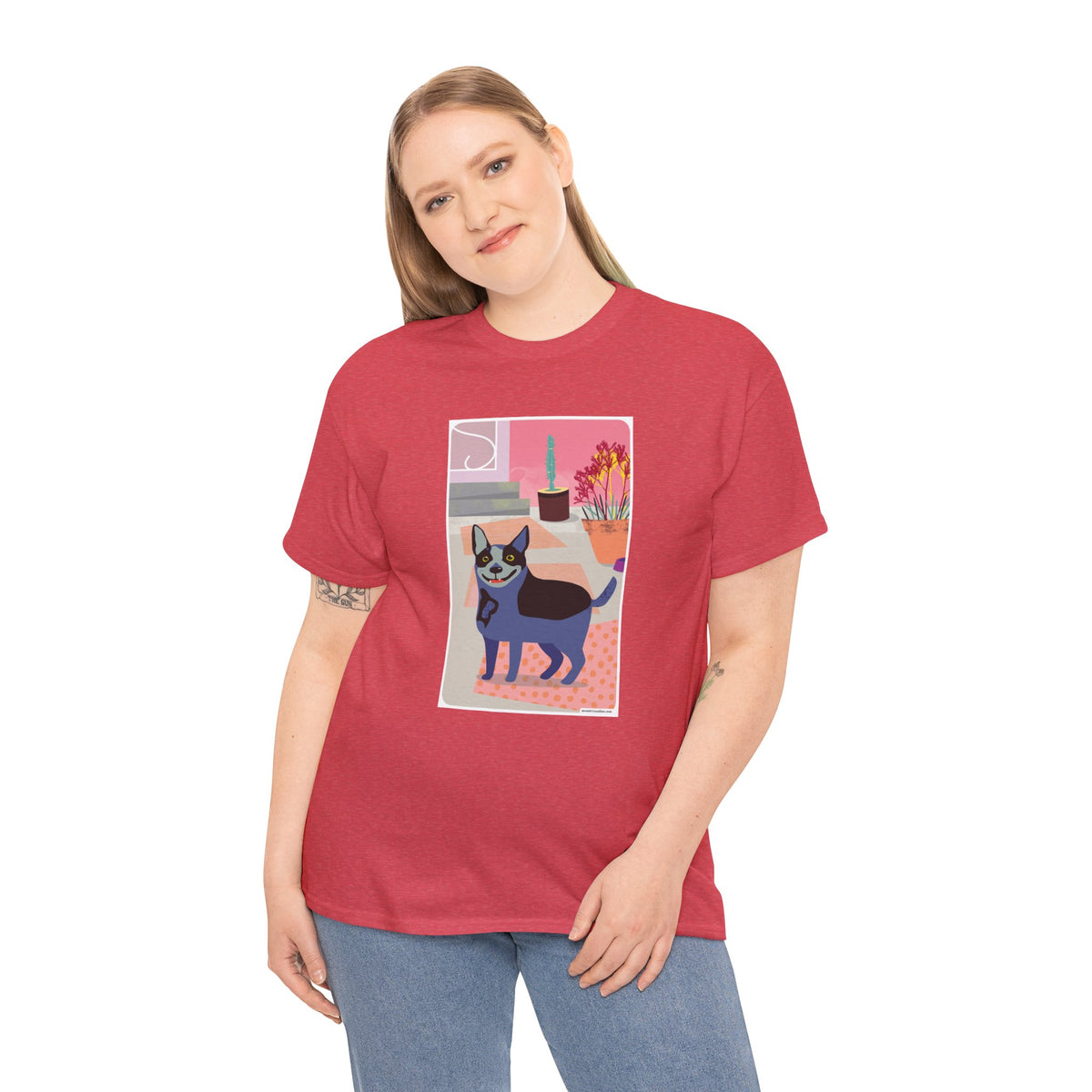 Cattle Dog in backyard classic cotton t shirt