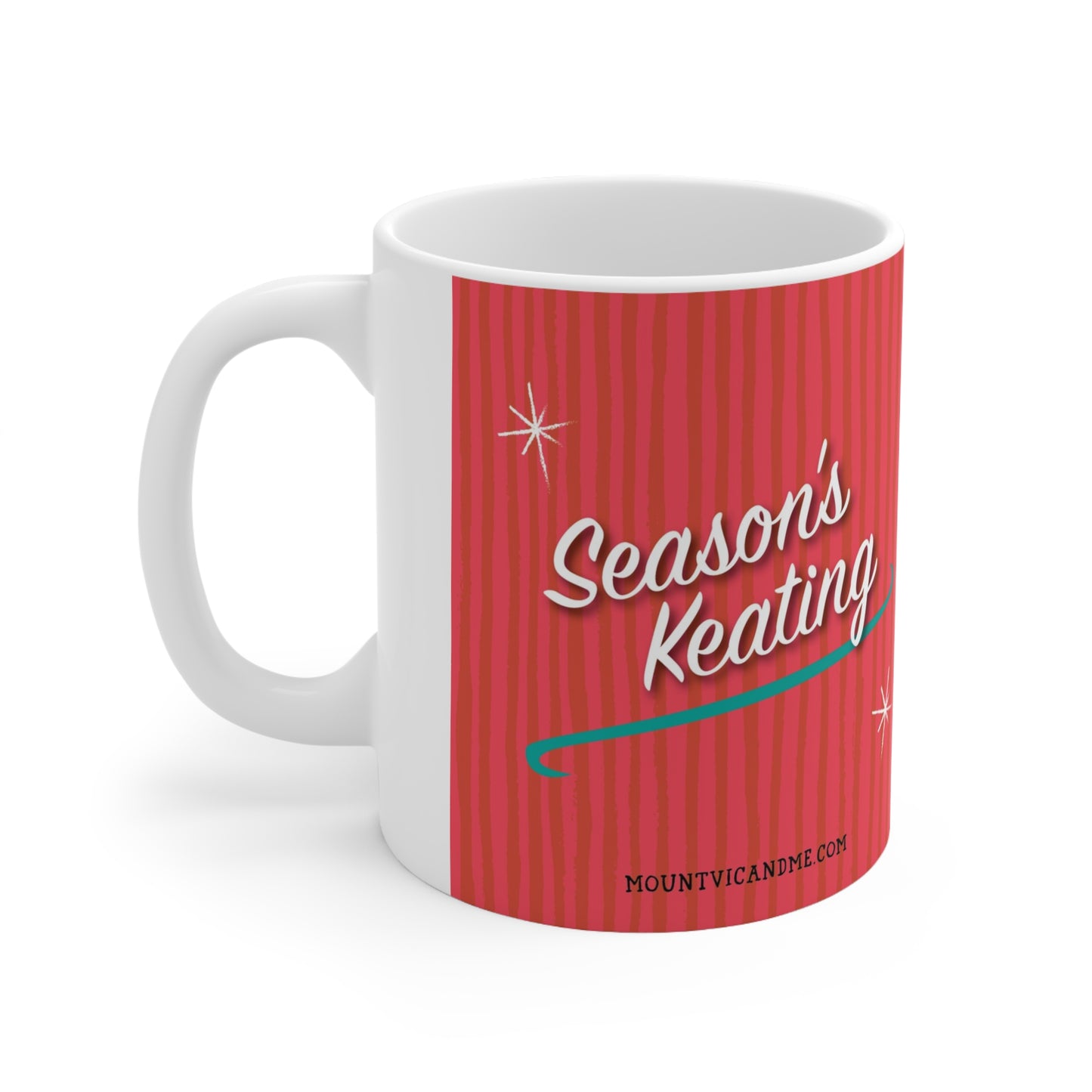 Season's Keating Christmas mug