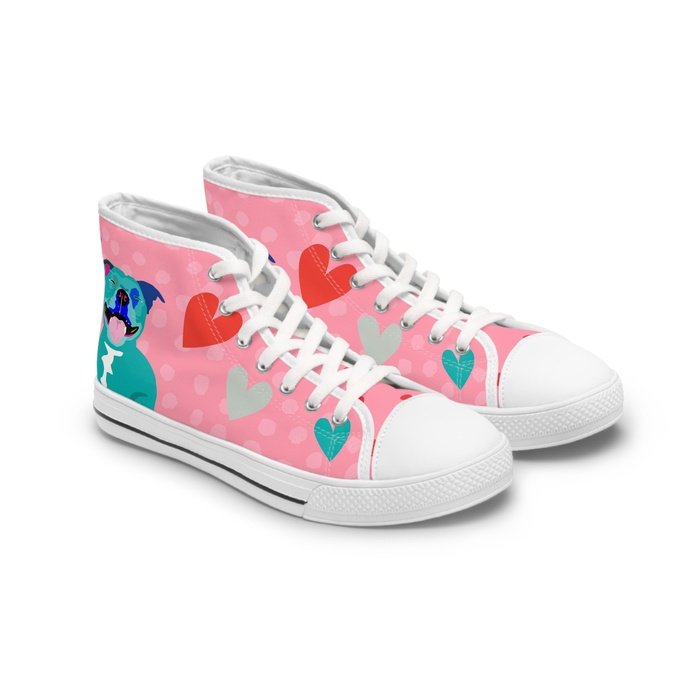 Happy Staffy high top womens canvas sneakers