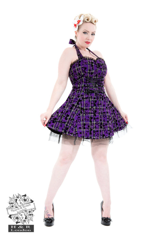 sz 8 purple gingham rockabilly dress