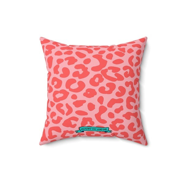 Kitsch Leopard on teal faux suede cushion