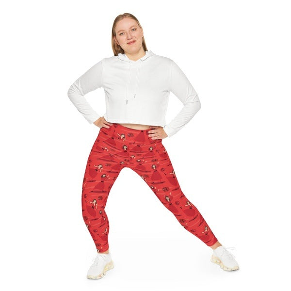 Cathy Dance Moves Red Curvy Leggings 2xl-6xl