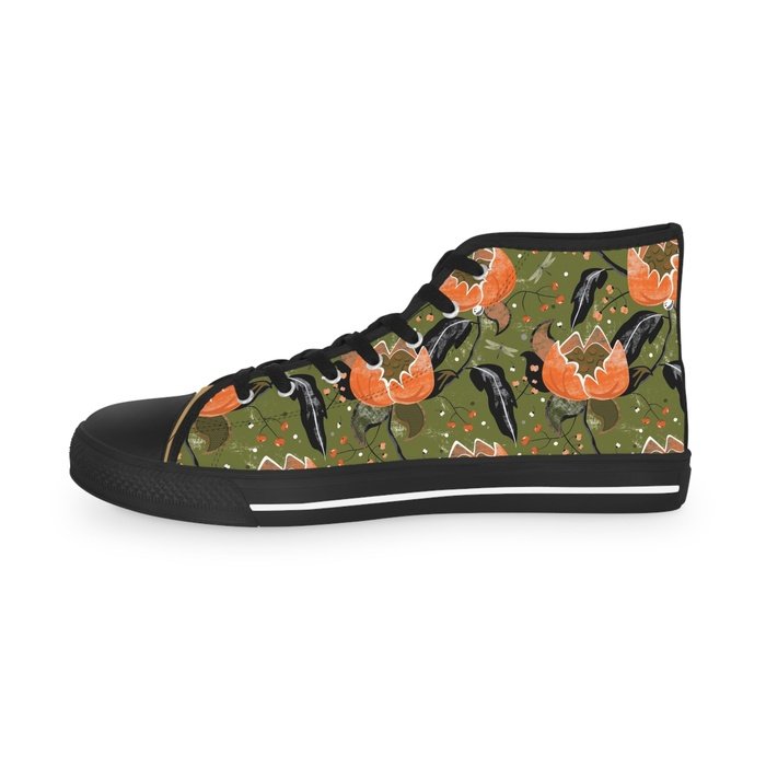 Vintage Chintz olive high top mens sneakers