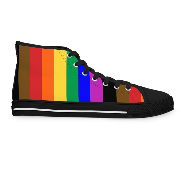 Rainbow Pride high top womens canvas sneakers