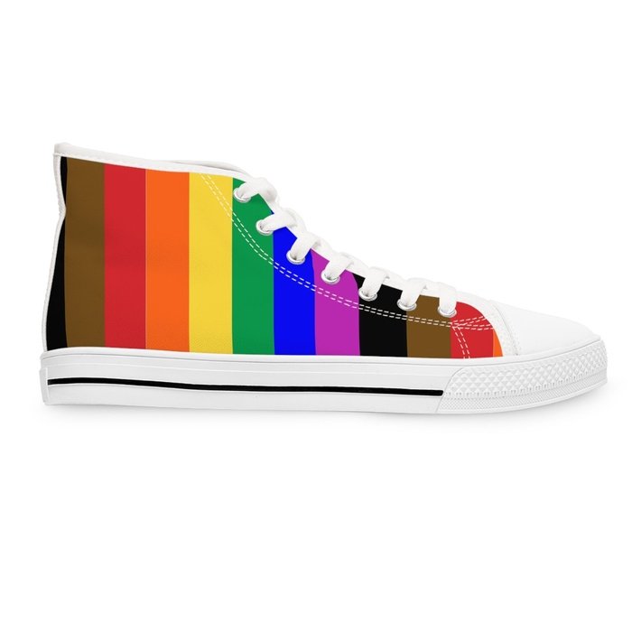 Rainbow Pride high top womens canvas sneakers