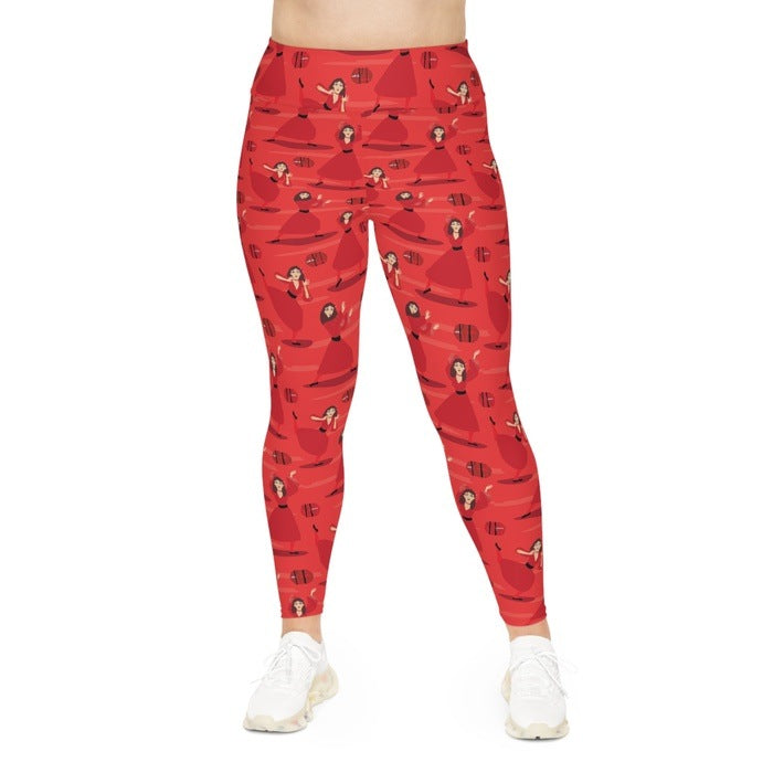 Cathy Dance Moves Red Curvy Leggings 2xl-6xl