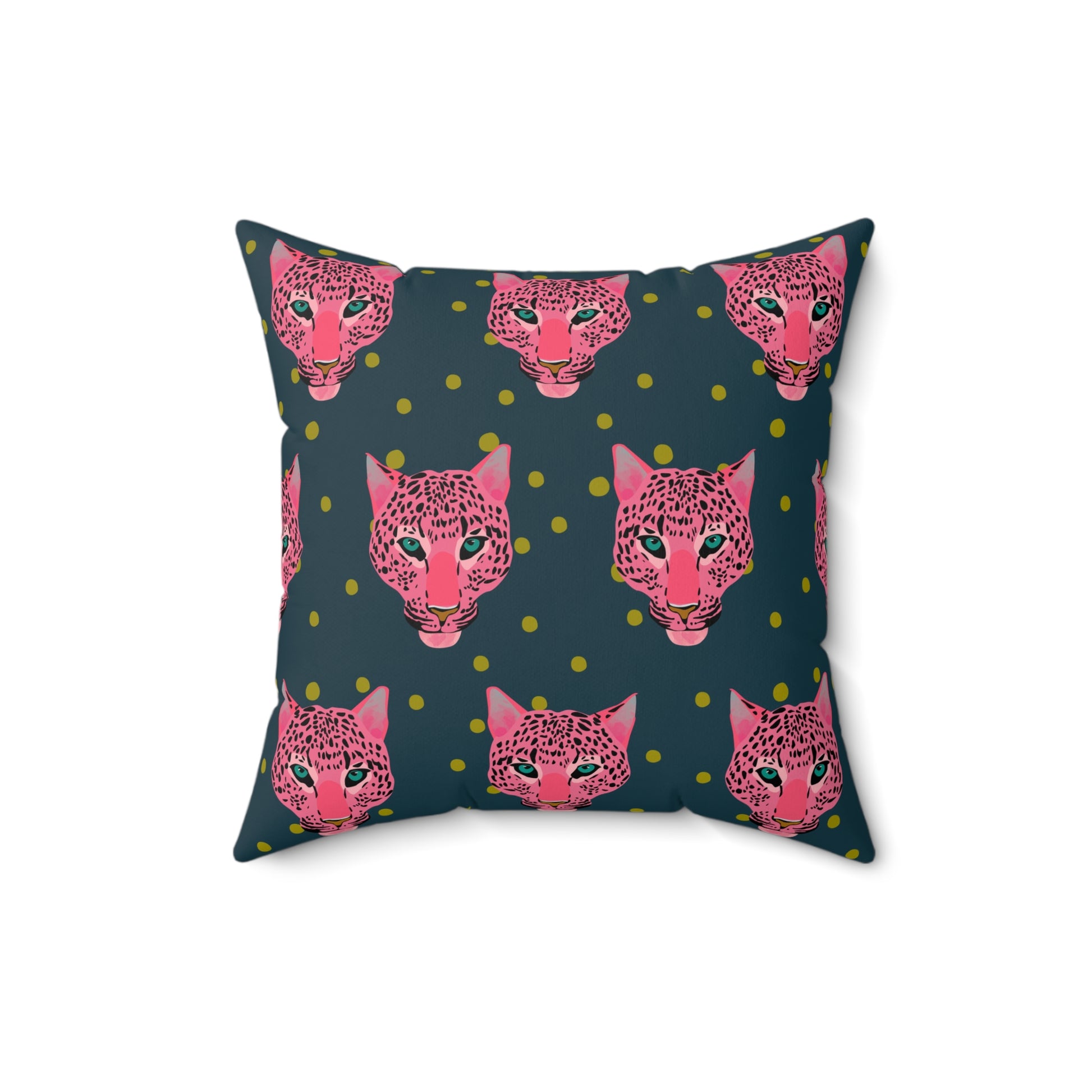 Pink leopard polkadot faux suede cushion