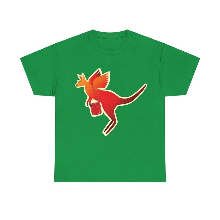 Retro Flying Kangaroo cotton t shirt