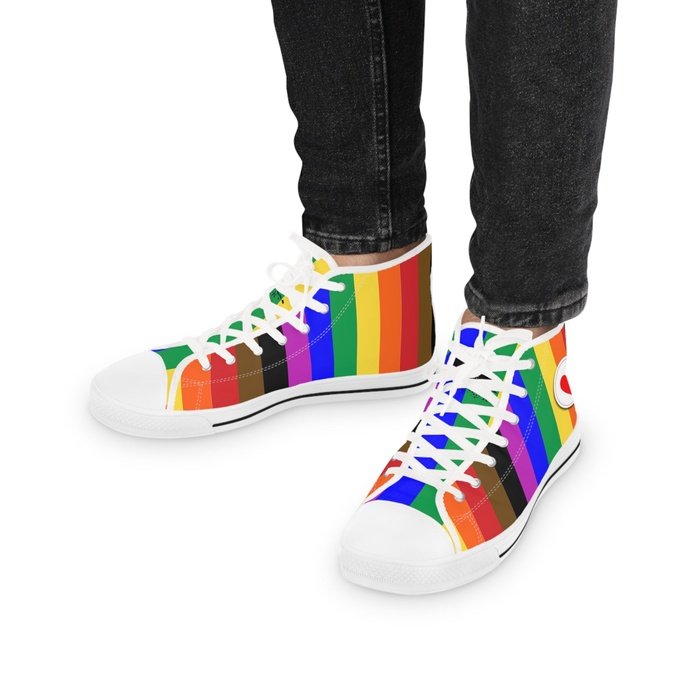 Rainbow Pride high top mens sneakers