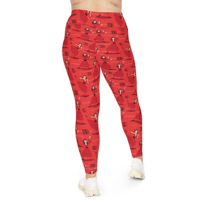 Cathy Dance Moves Red Curvy Leggings 2xl-6xl