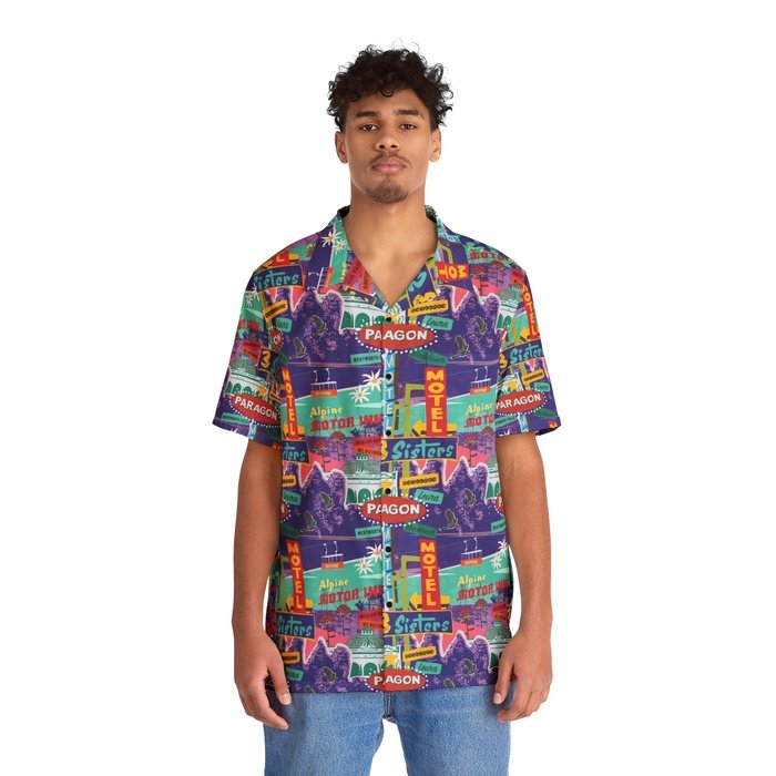 Retro Blue Mountains Hawaiian Shirt