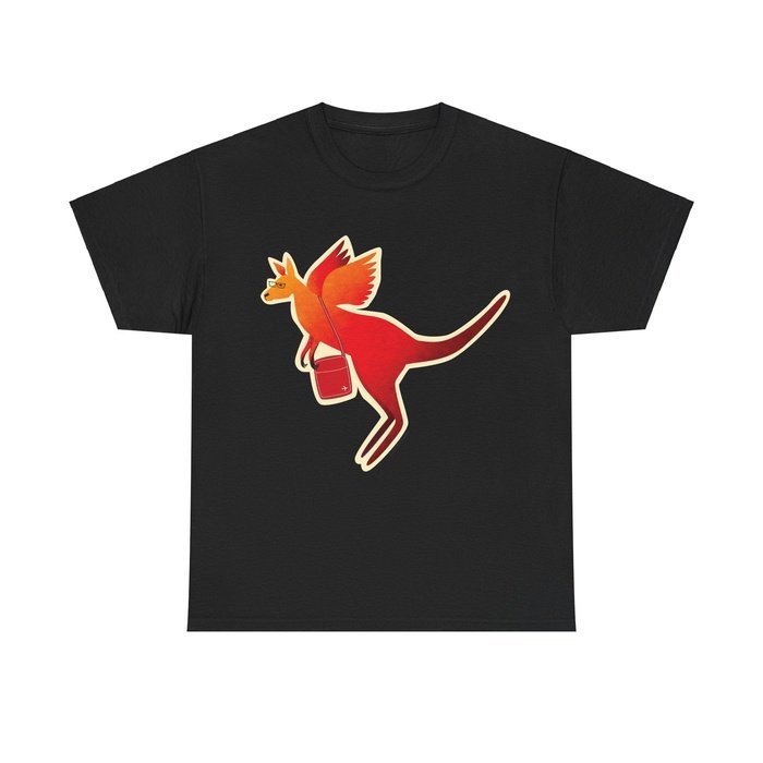 Retro Flying Kangaroo cotton t shirt