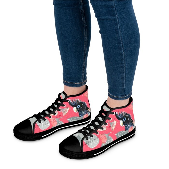 Black Cockatoo high top womens canvas sneakers