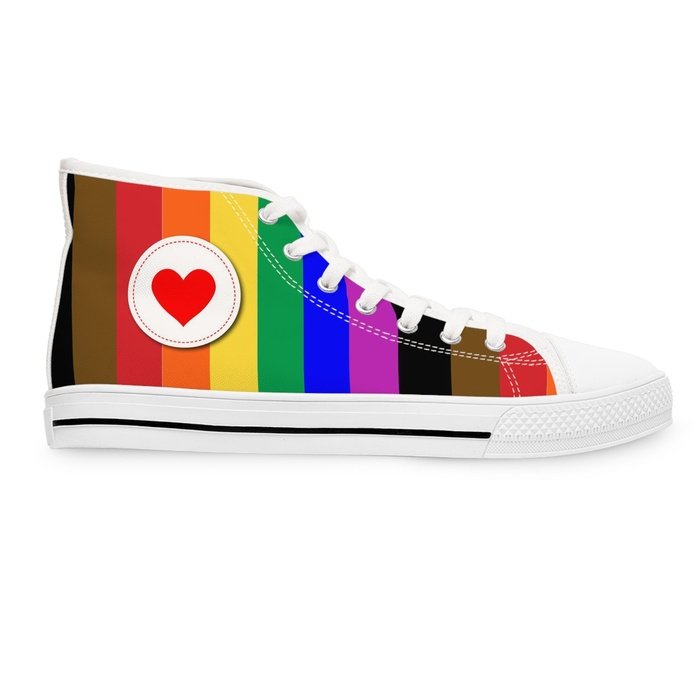 Rainbow Pride high top womens canvas sneakers