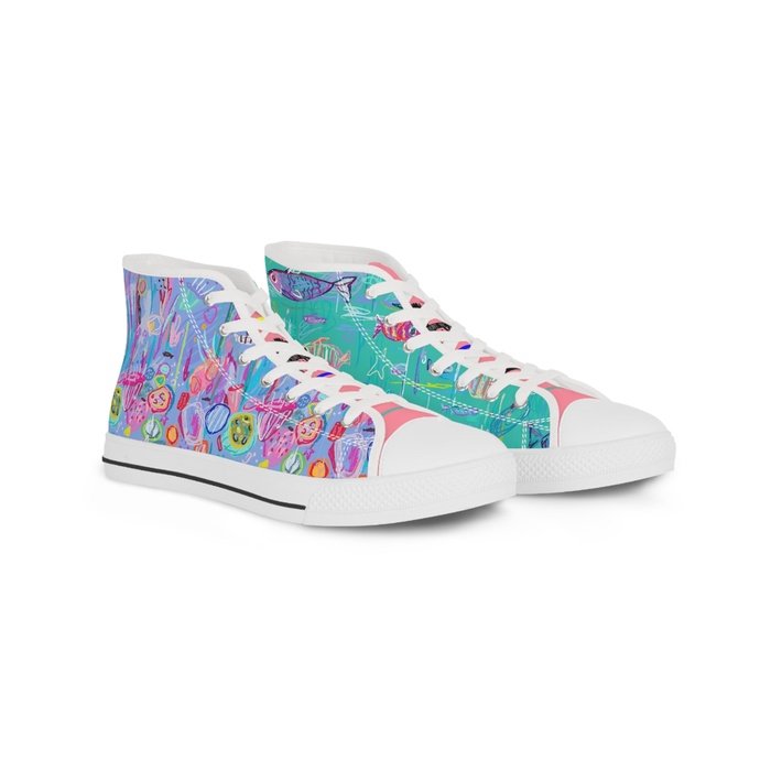 Tropical Fish high top mens sneakers