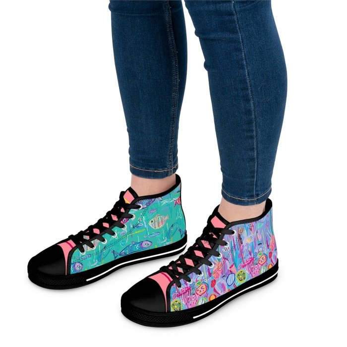 Tropical Fish high top womens canvas sneakers