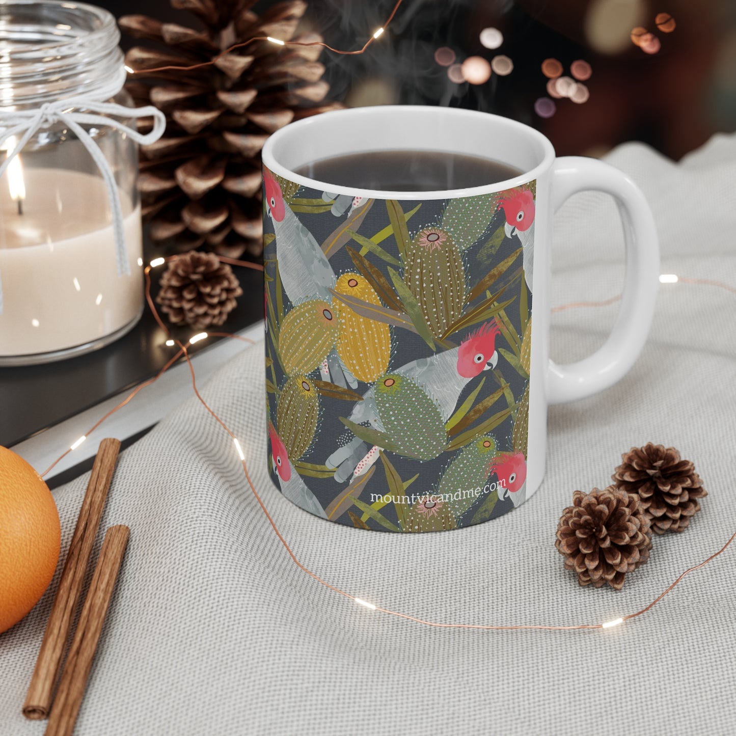 Gang Gang cockatoo and Banksias mug