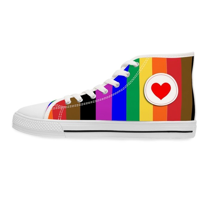 Rainbow Pride high top womens canvas sneakers