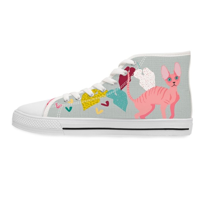 Cornish Rex cats high top womens canvas sneakers