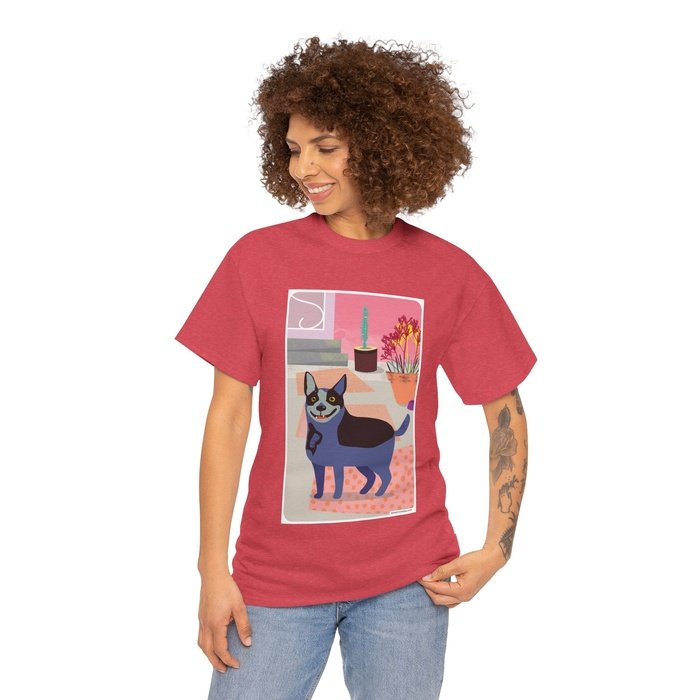 Cattle Dog in backyard classic cotton t shirt