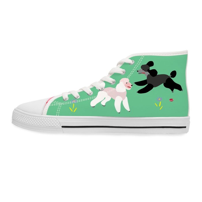 Poodles in the park high top womens canvas sneakers