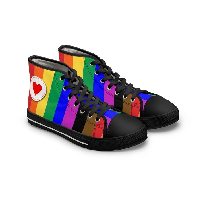 Rainbow Pride high top womens canvas sneakers