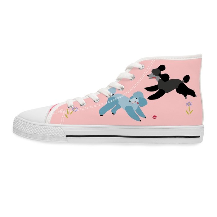 Poodles in the park high top womens canvas sneakers