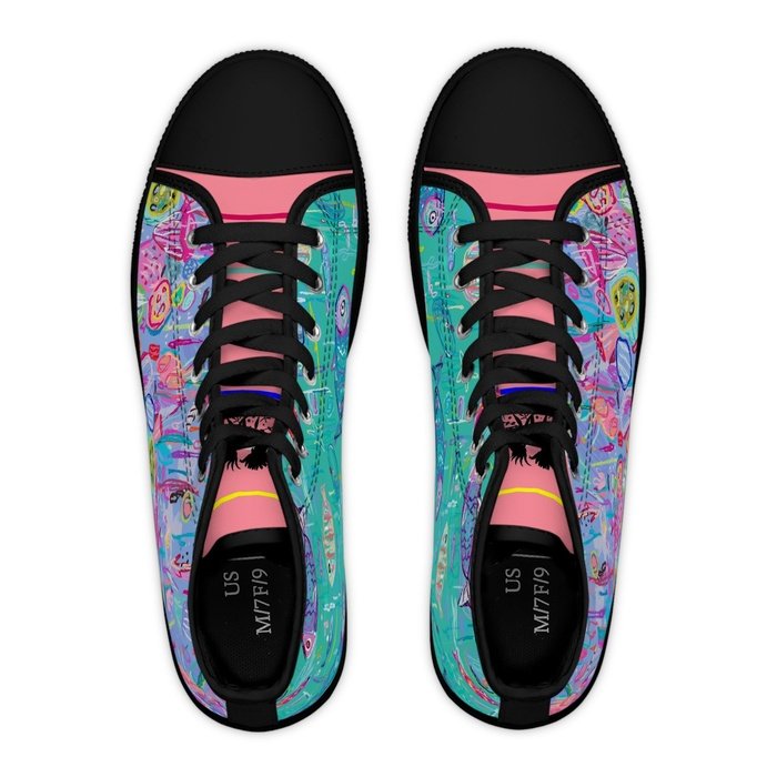 Tropical Fish high top womens canvas sneakers