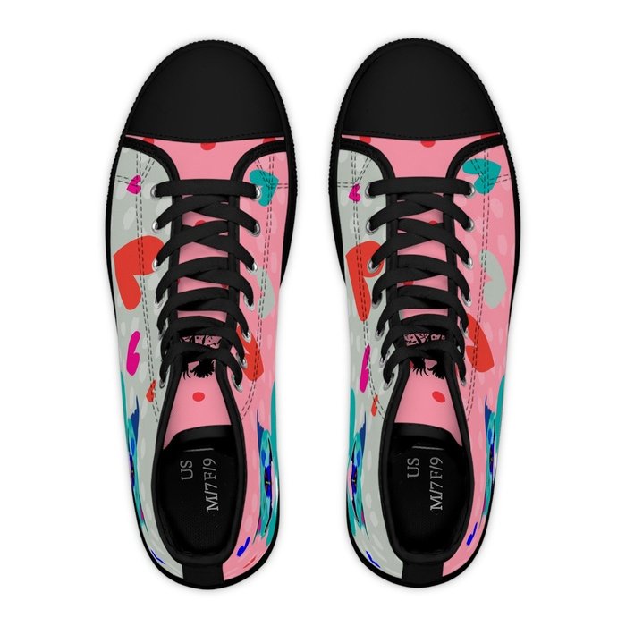 Happy Staffy high top womens canvas sneakers