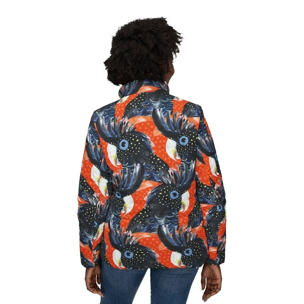 Painted Black Cockatoos women’s puffer jacket