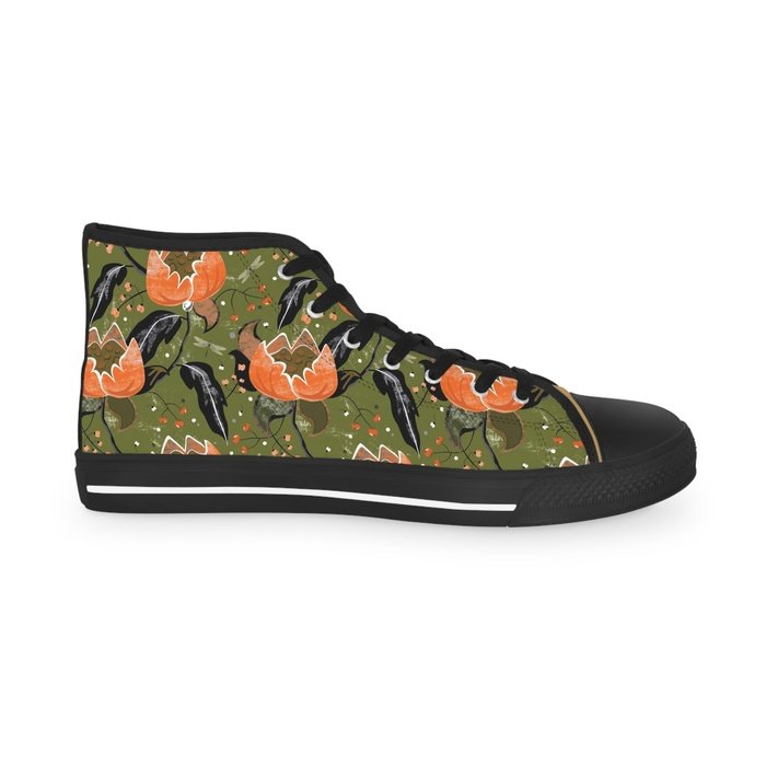 Vintage Chintz olive high top mens sneakers