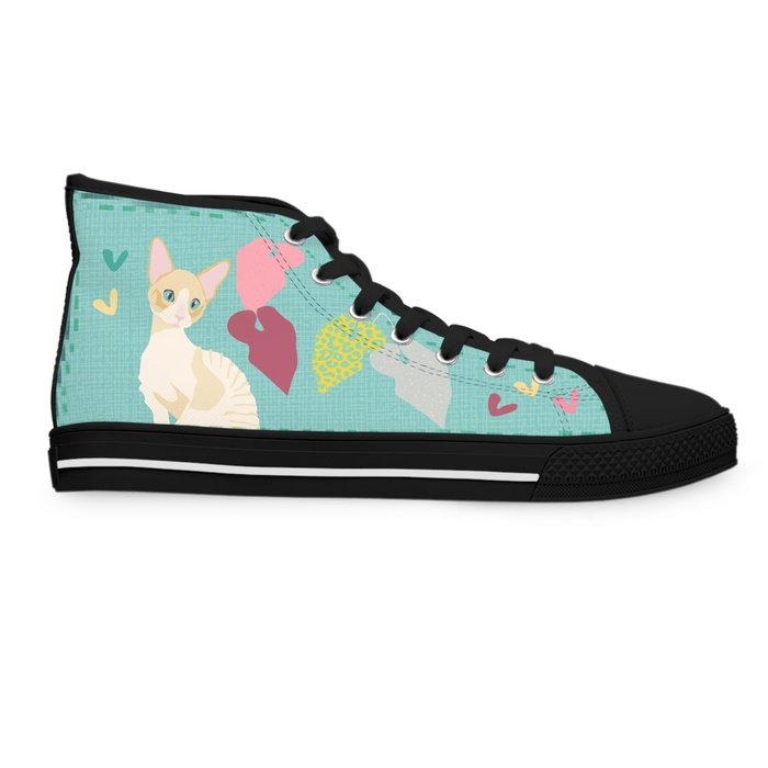 Cornish Rex cats high top womens canvas sneakers