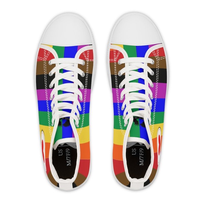 Rainbow Pride high top womens canvas sneakers