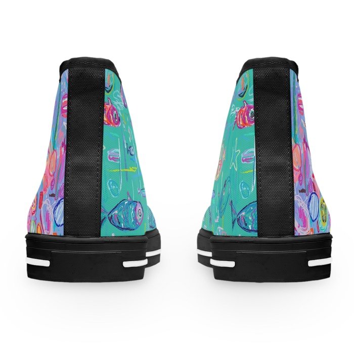 Tropical Fish high top womens canvas sneakers