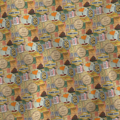 Fabric : Vintage NSW Train Ephemera small