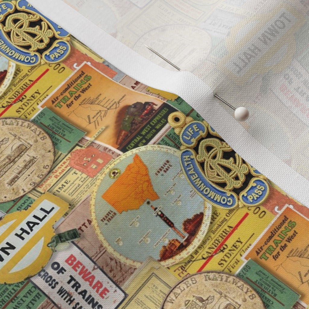 Fabric : Vintage NSW Train Ephemera small