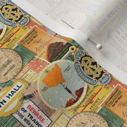 Fabric : Vintage NSW Train Ephemera small