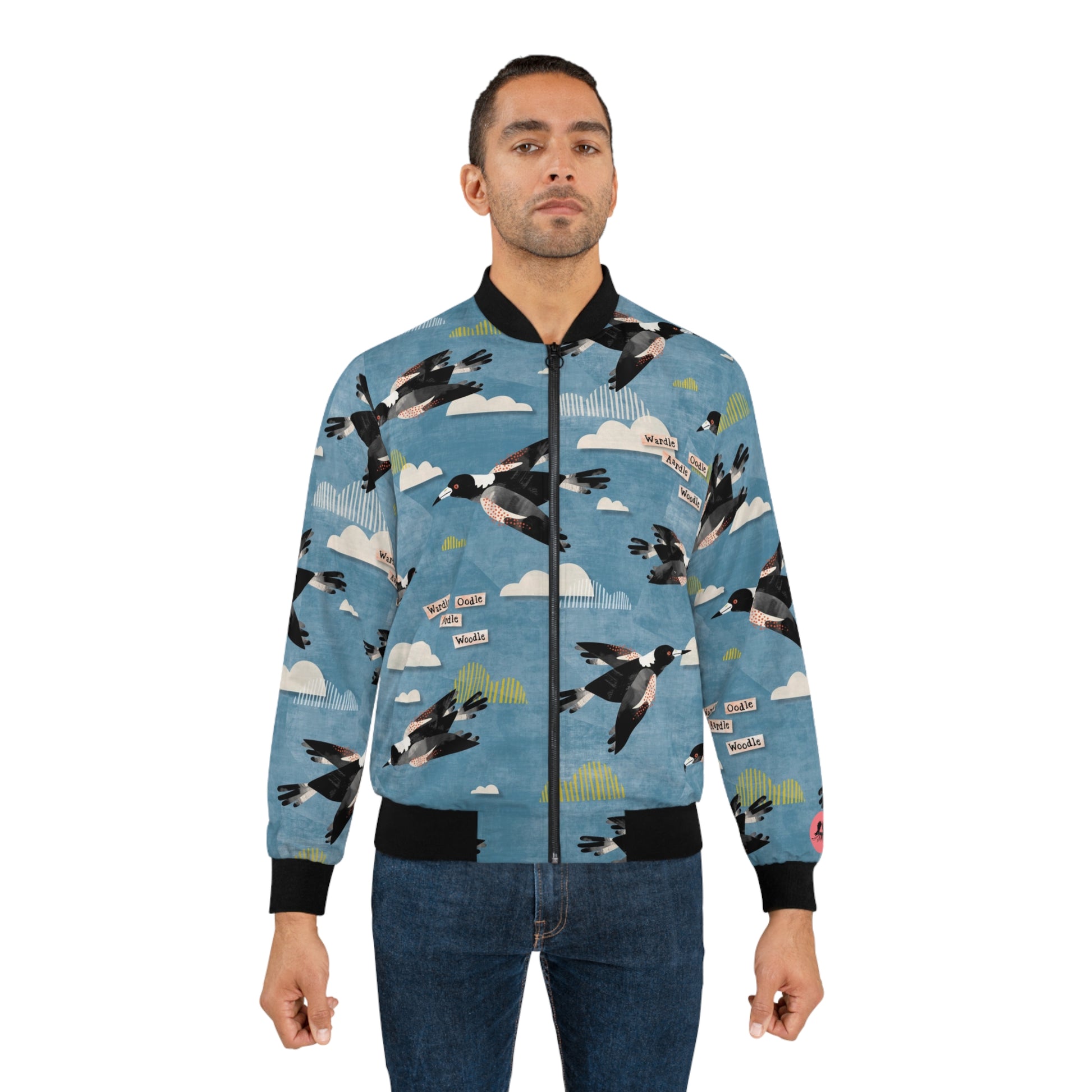 Magpie Talk Blue Men's Bomber Jacket